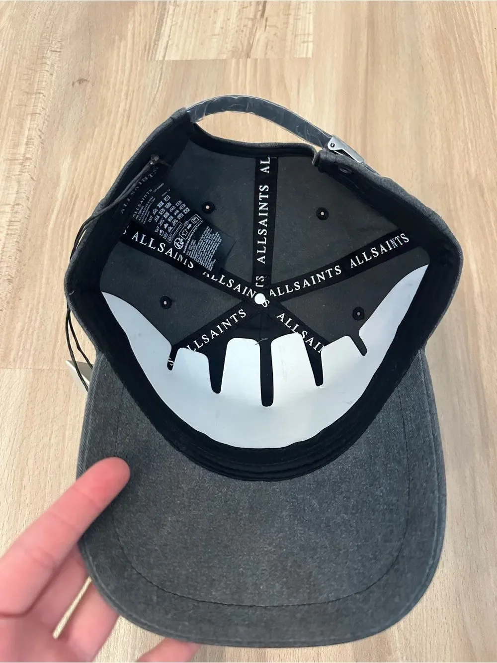 NWT All Saints Large Logo Washed Black Baseball Cap